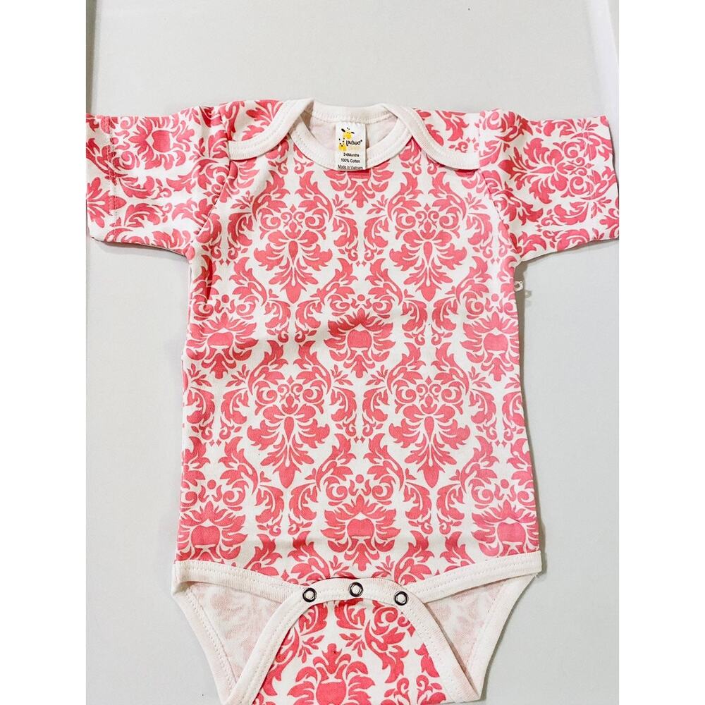 Pink & White Damask Onesie 3-6 months